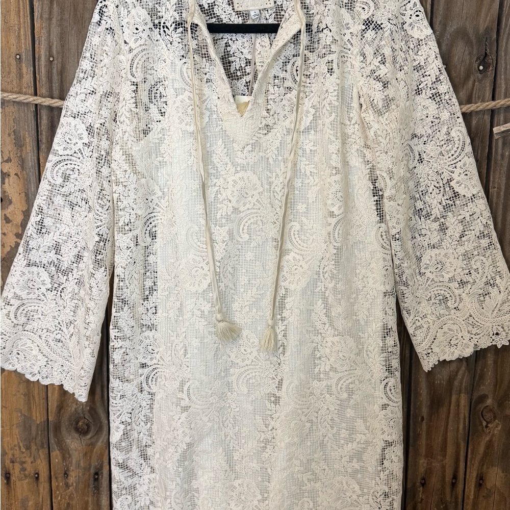 Johnny Was | Harper Mini Dress | Elegant Cream Lace Dress, Size Small